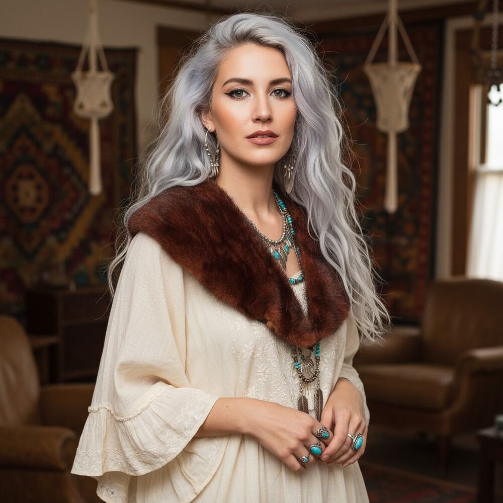 Vintage Real Mink Fur Stole w/ Satin Lining & Hooks — 32”